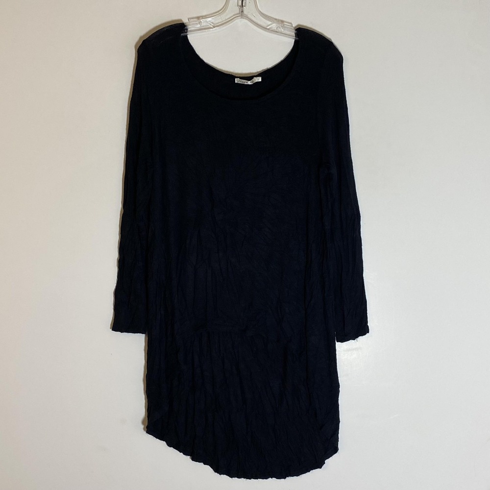 Heart Hips Dress Womens Large Black Long Sleeve High Low Hem Tunic Top Stretchy